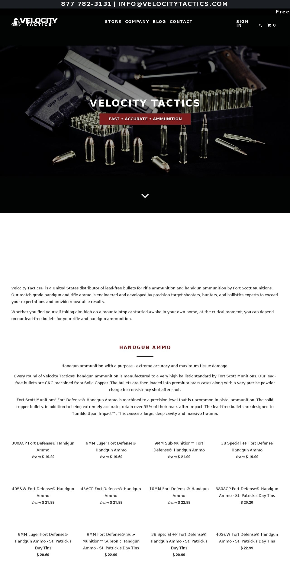 fortscottammunition.com shopify website screenshot