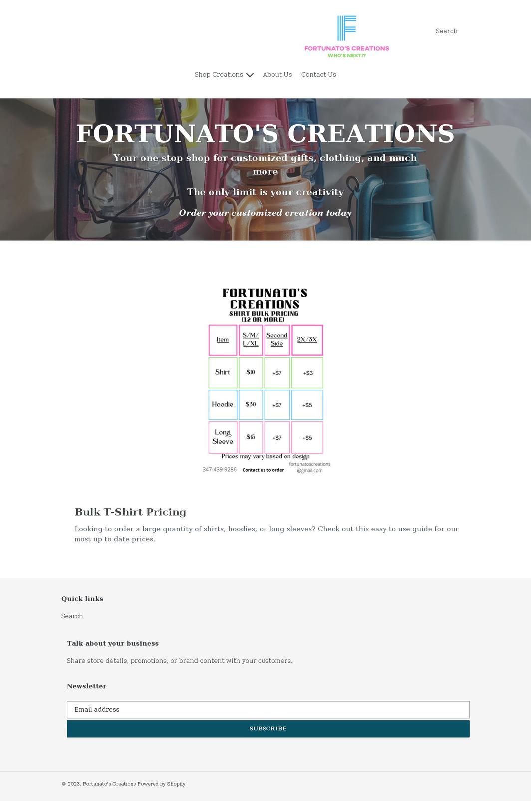 fortunatoscreations.com shopify website screenshot