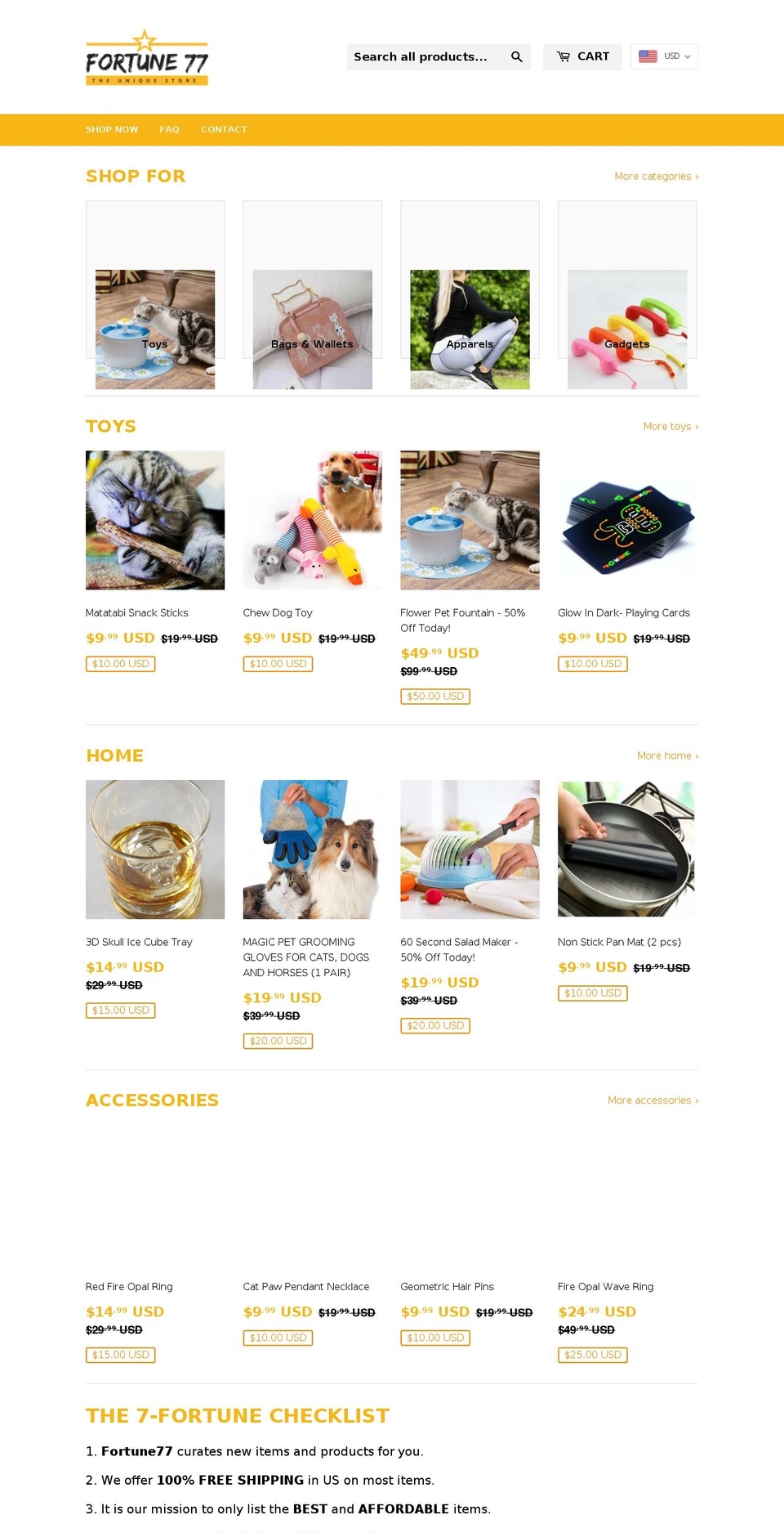 fortune77.com — Shopify storefront screenshot