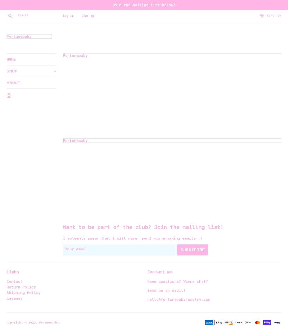 fortunebabyjewelry.com shopify website screenshot