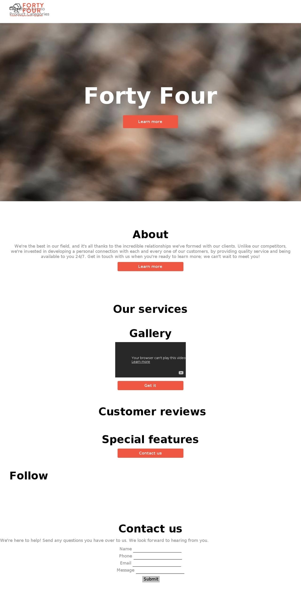 Landing Page Shopify theme site example forty-4.com