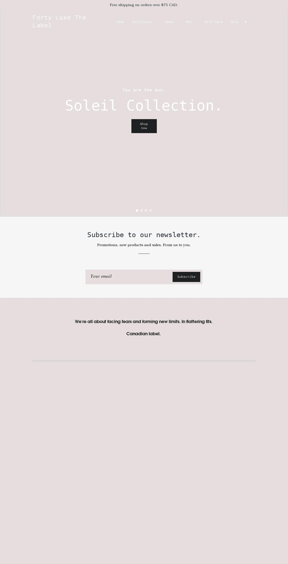 fortyluxethelabel.com shopify website screenshot
