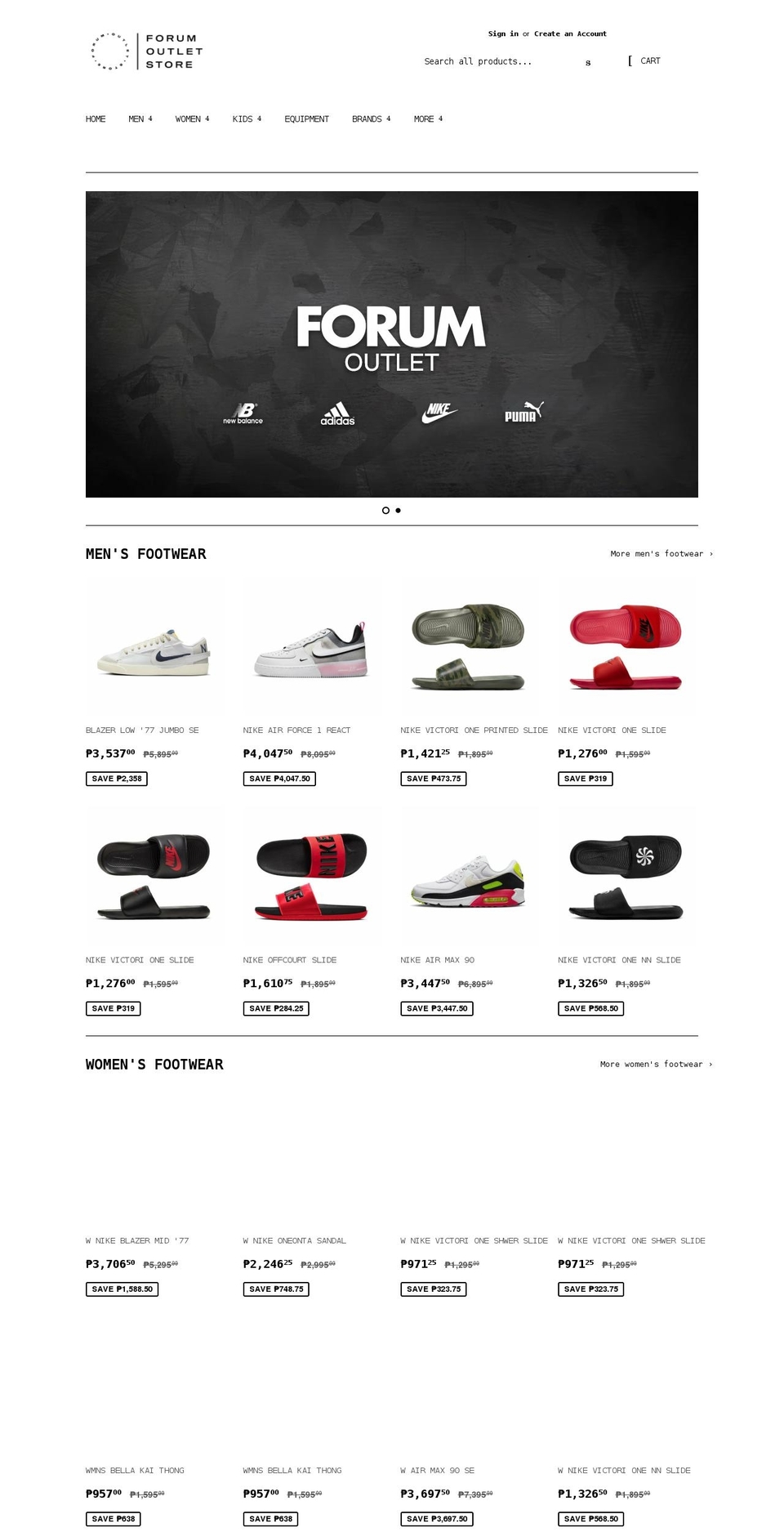 forumoutletstore.com shopify website screenshot