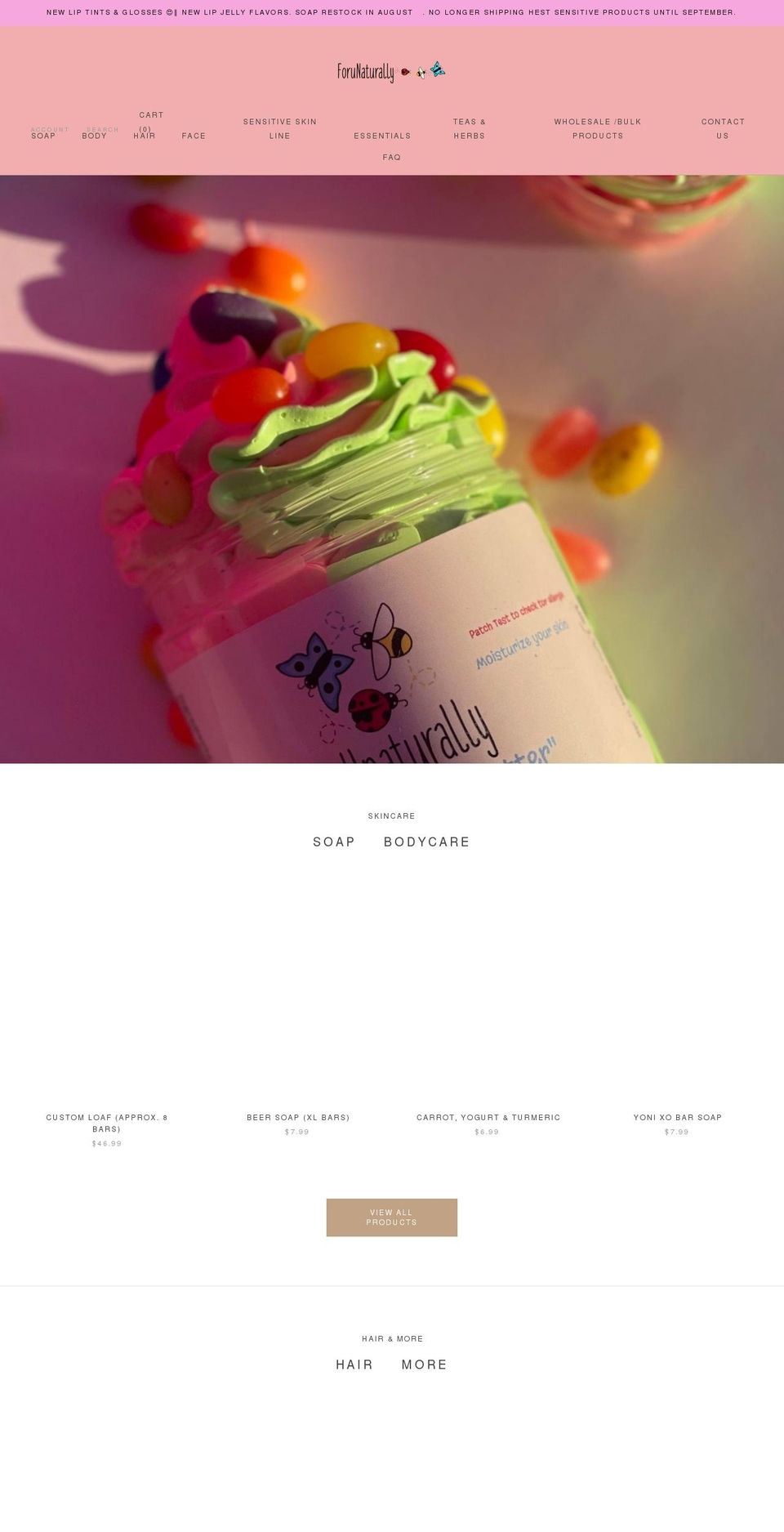 forunaturally.com shopify website screenshot