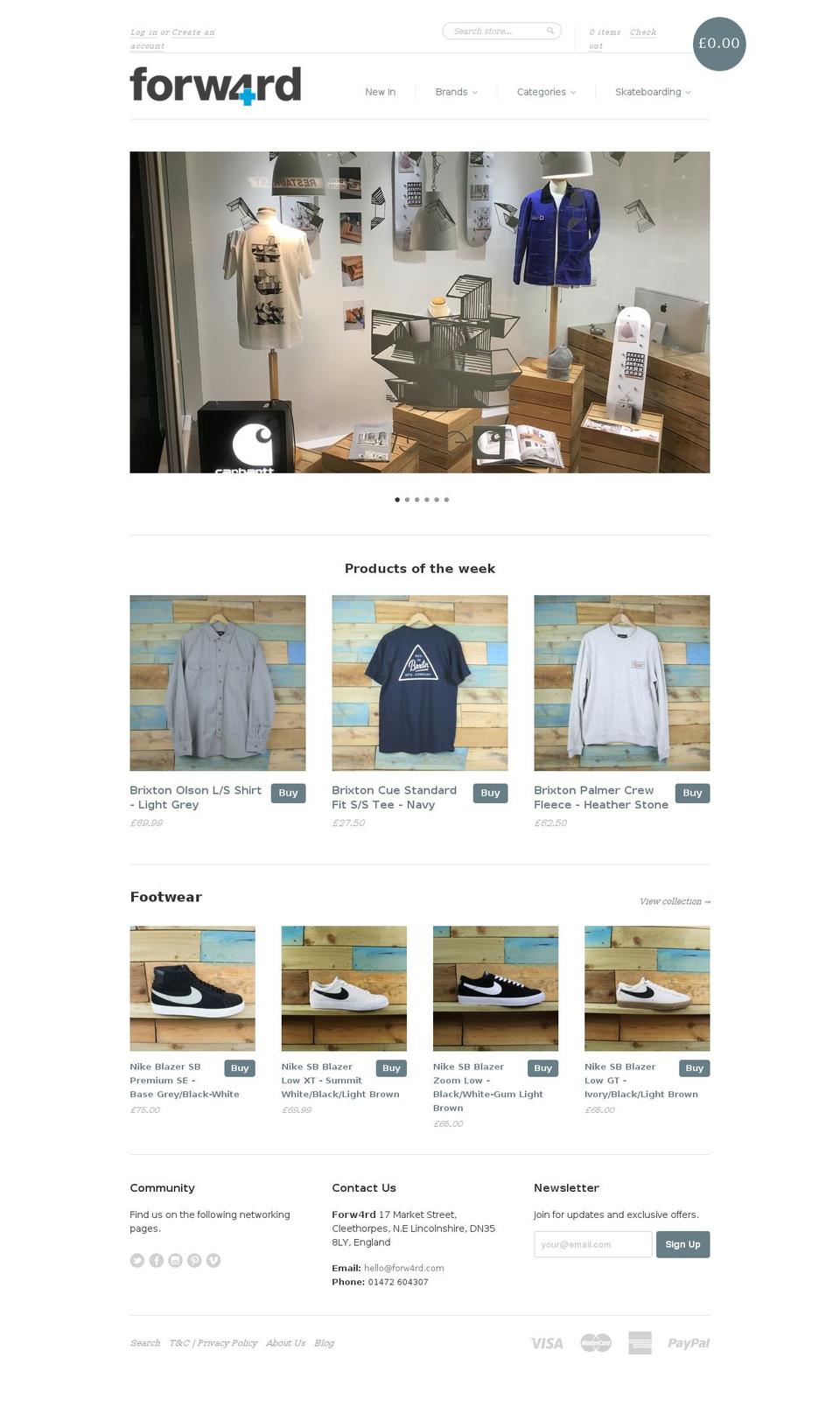 new standard Shopify theme site example forw4rd.com