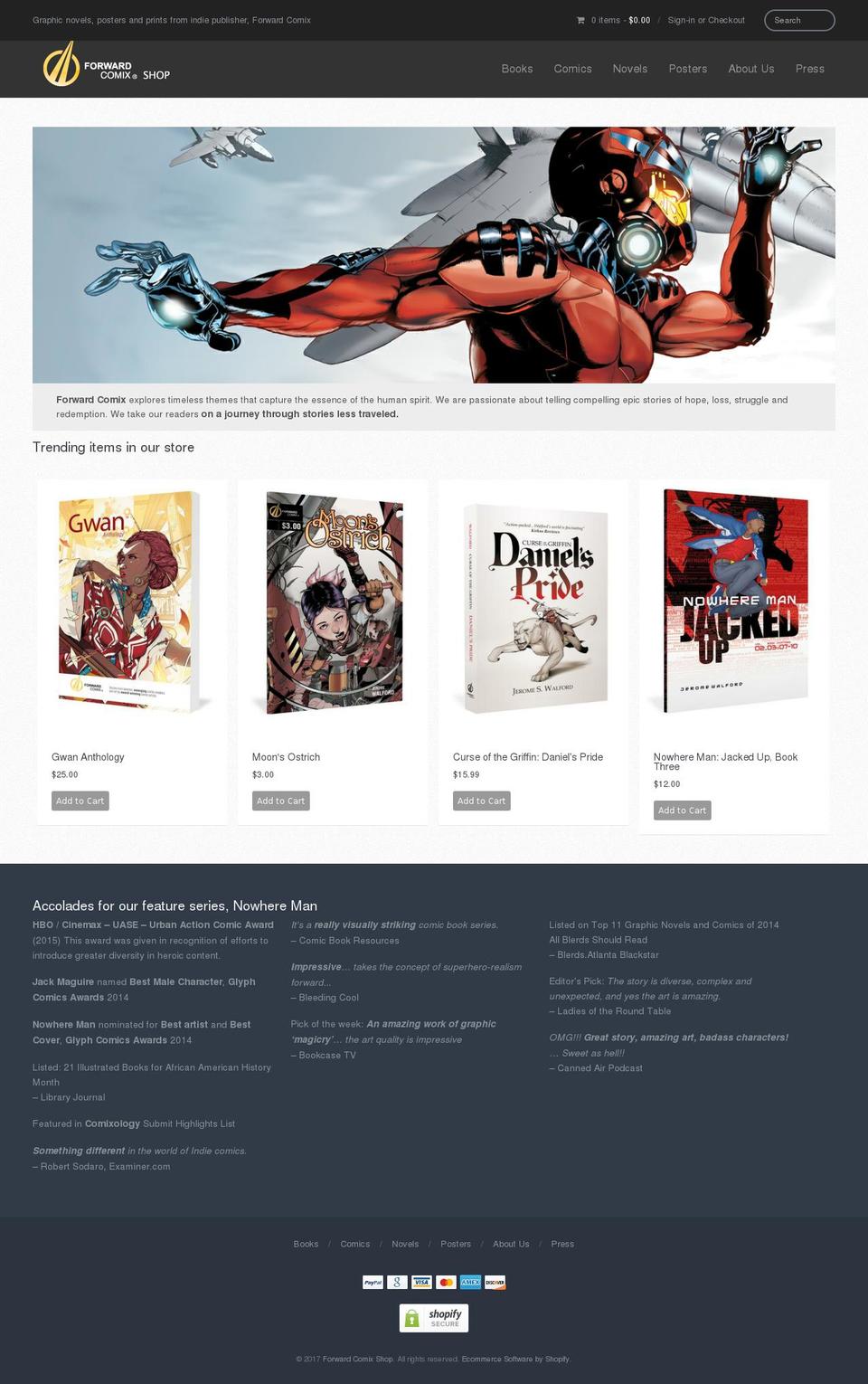 forwardcomicsshop.com shopify website screenshot