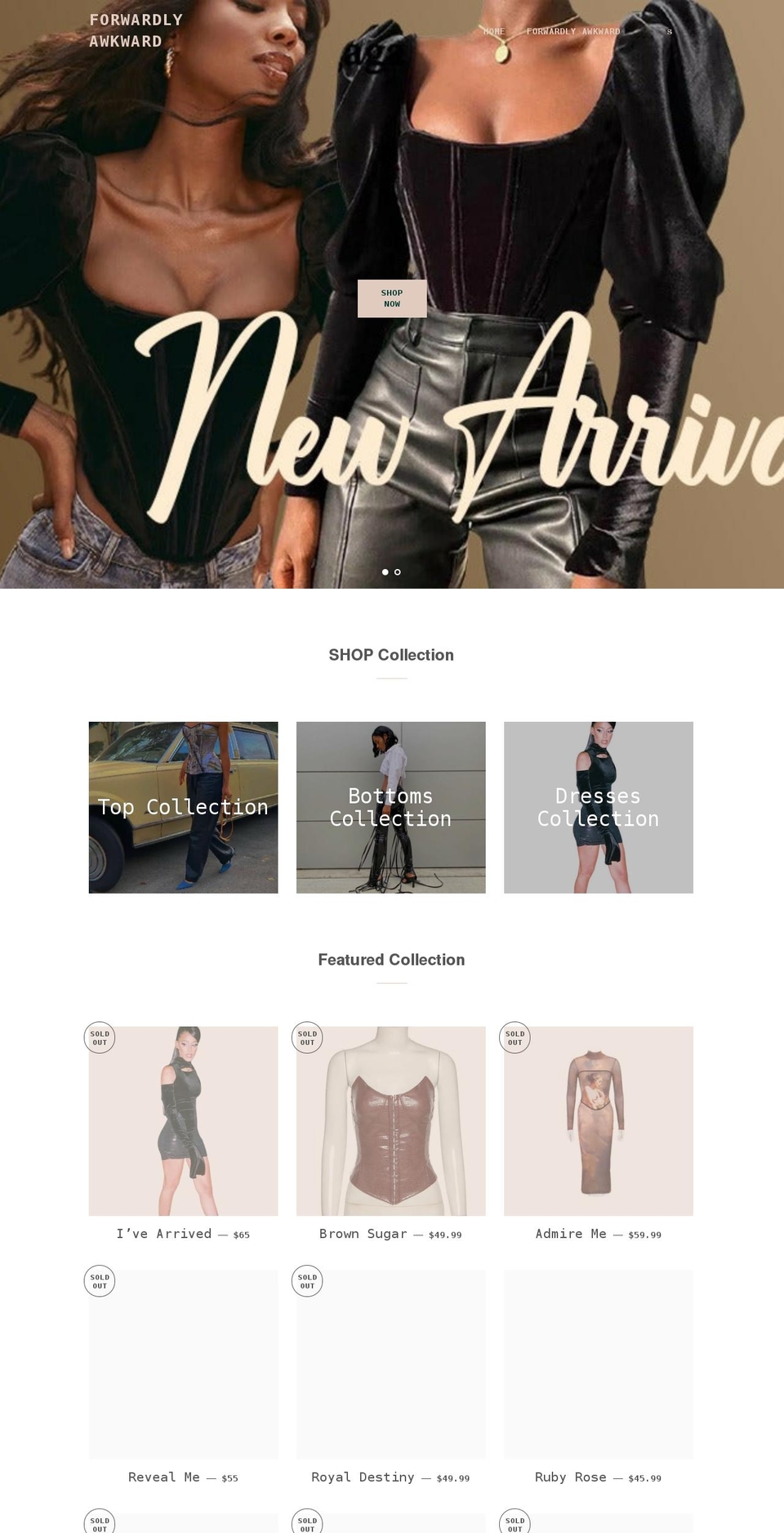 forwardlyawkward.com shopify website screenshot