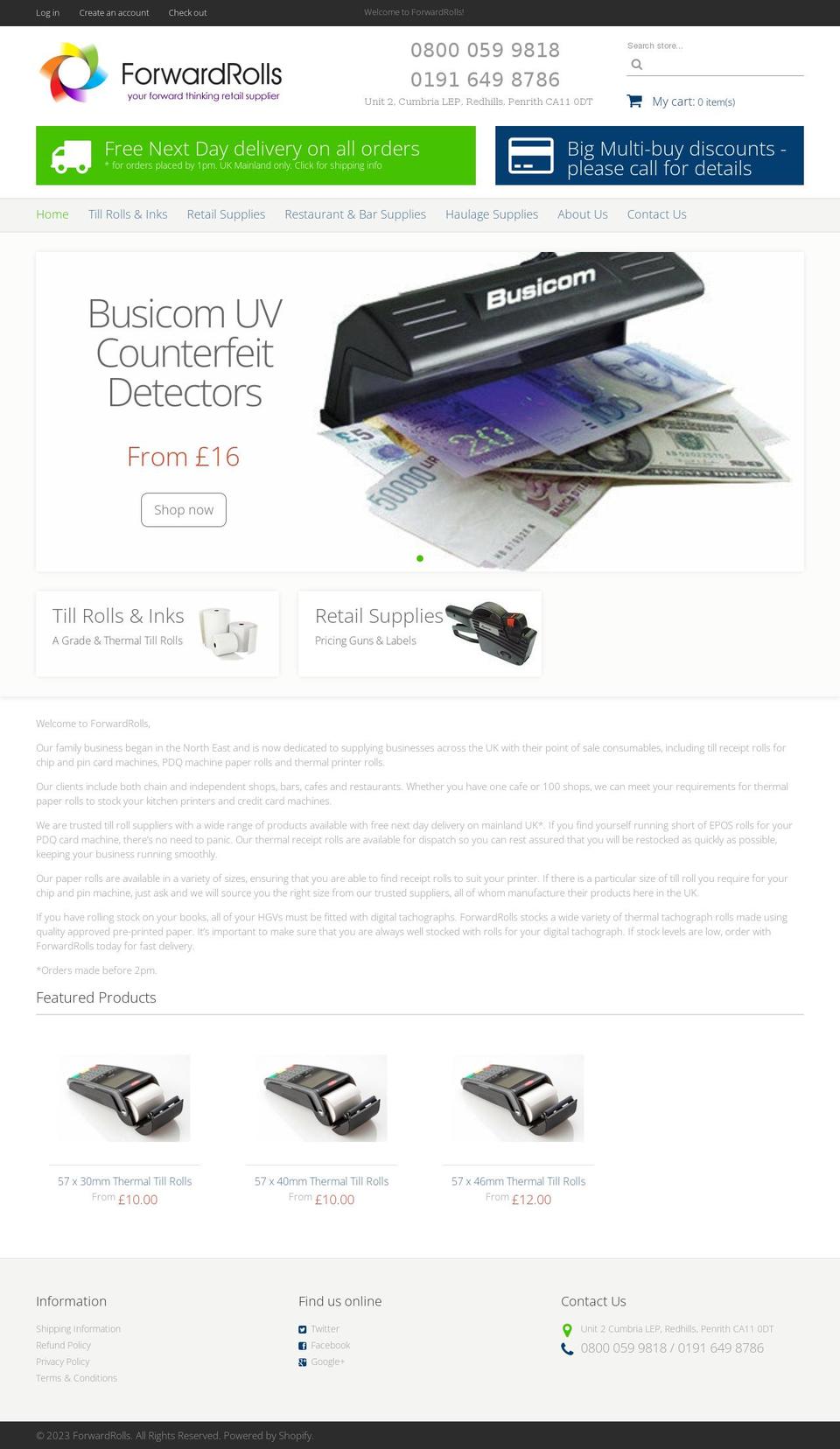 forwardrolls.co.uk shopify website screenshot