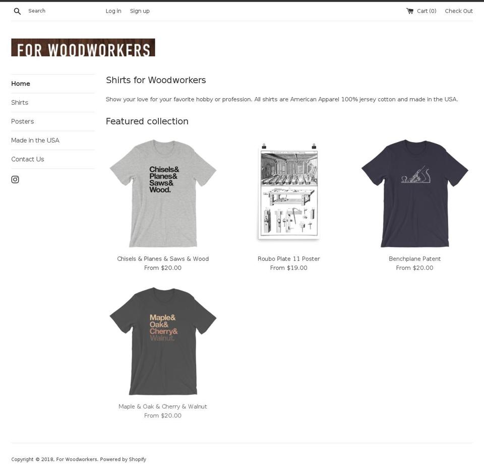 forwoodworkers.com — Shopify storefront screenshot