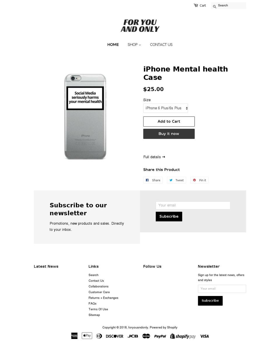 foryouandonly.com — Shopify storefront screenshot