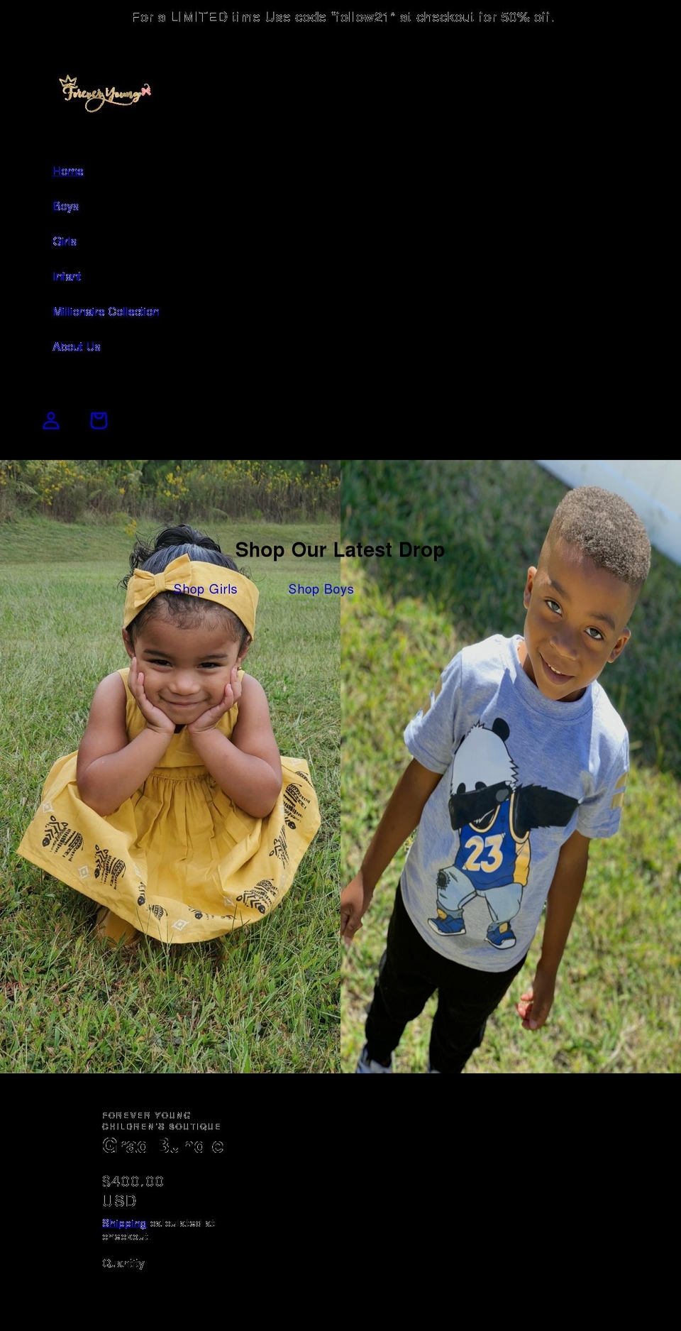 foryoungkids.com shopify website screenshot