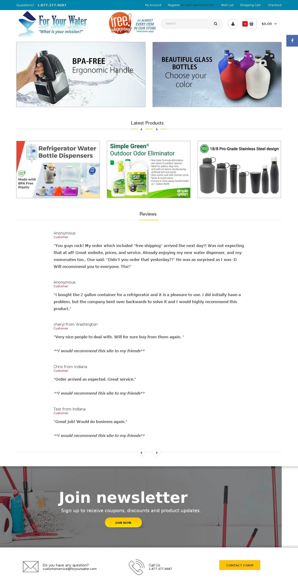 foryourwater.com shopify website screenshot