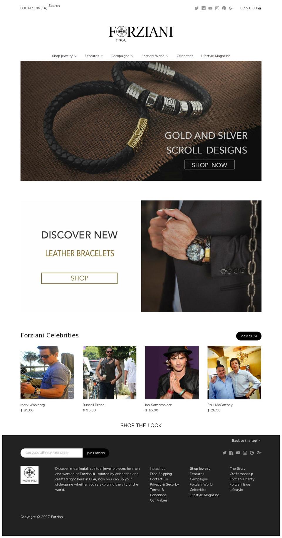 forziani.com shopify website screenshot