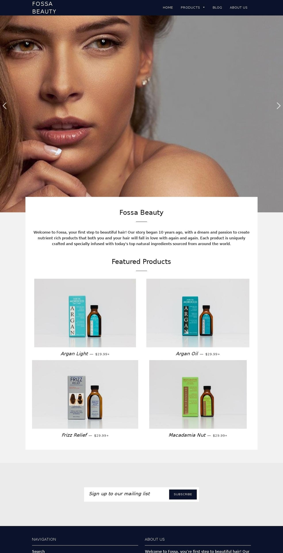 Bloom Shopify theme site example fossabeauty.com