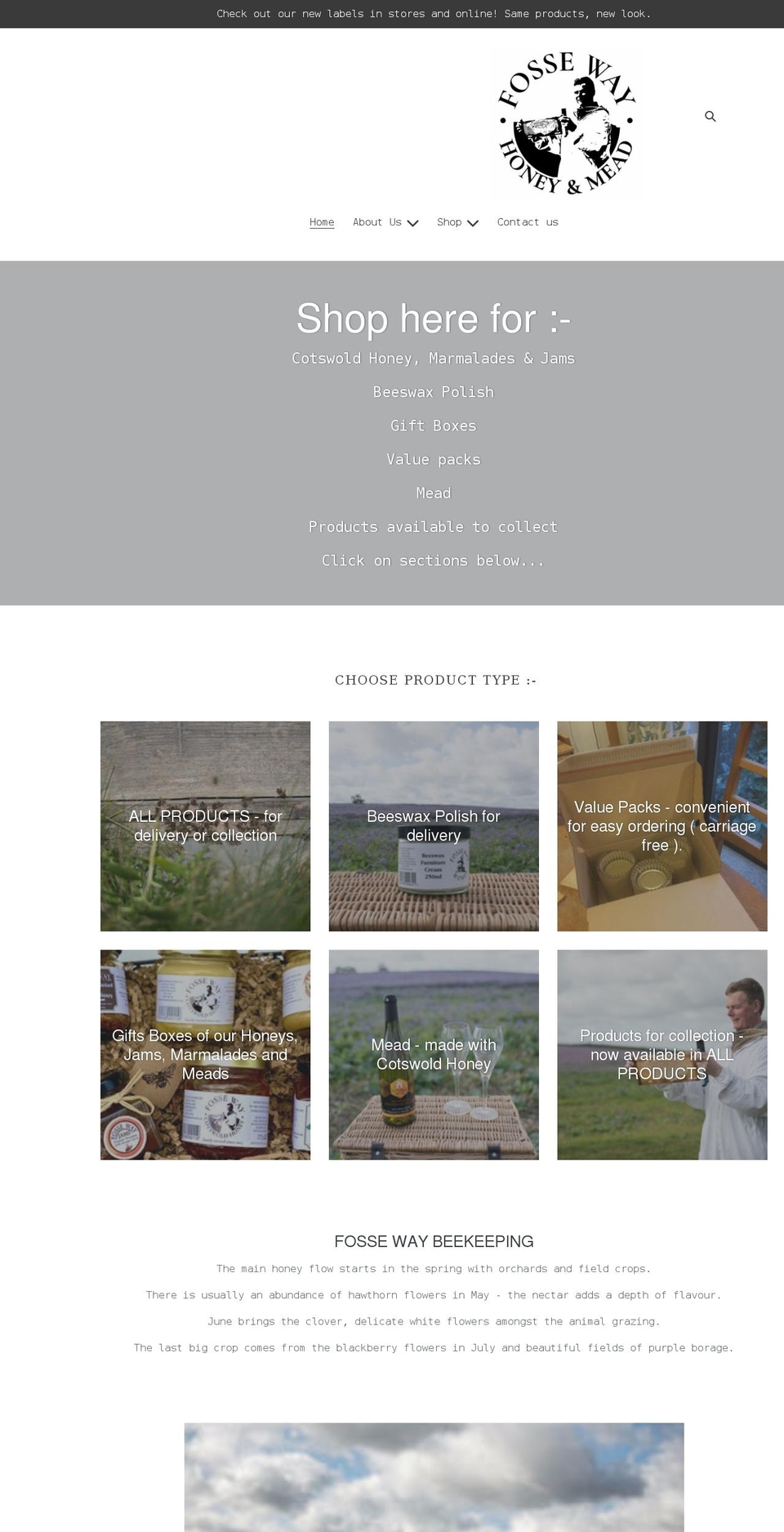 fossewayhoneyandmead.co.uk shopify website screenshot
