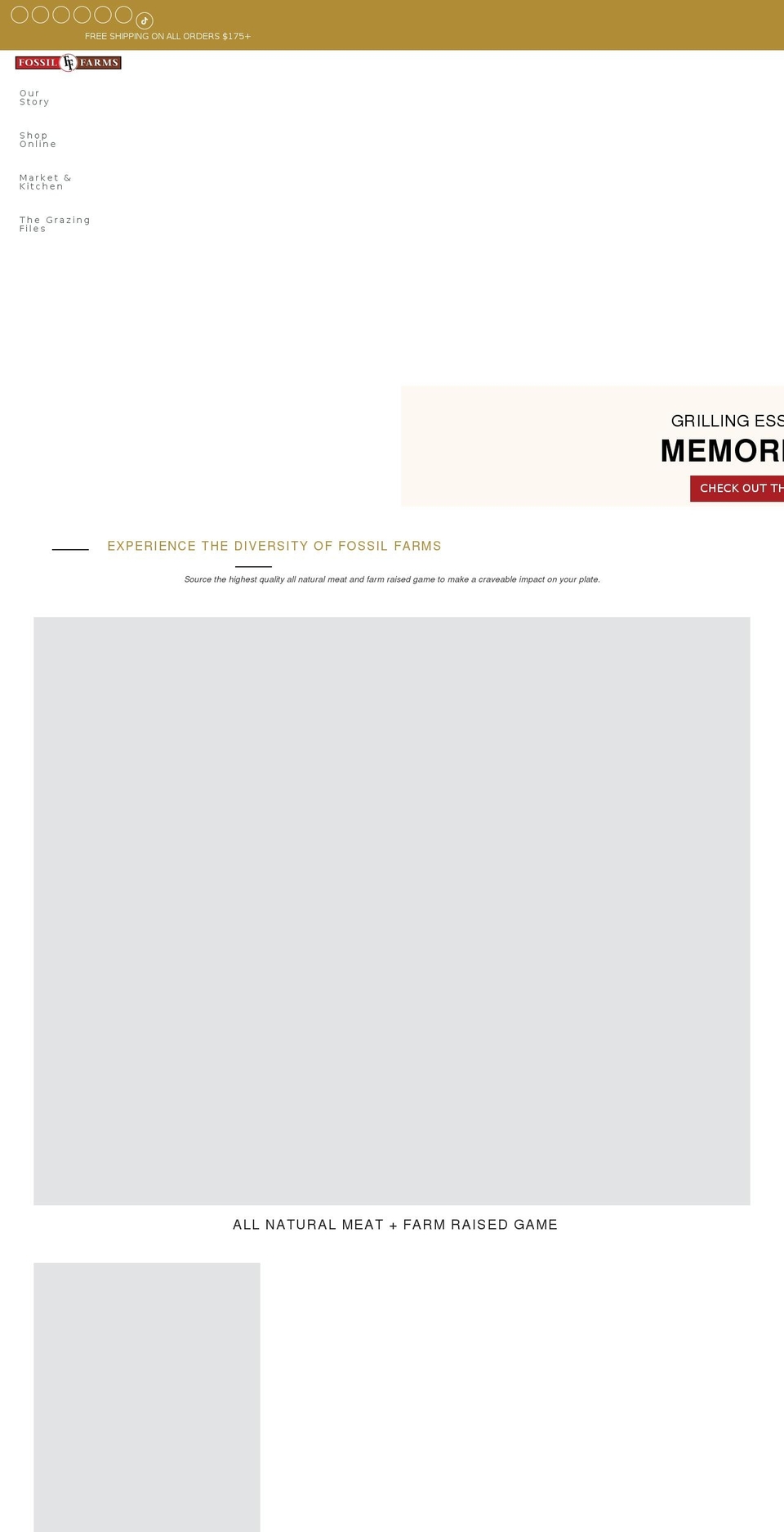 fossilfarms.com shopify website screenshot