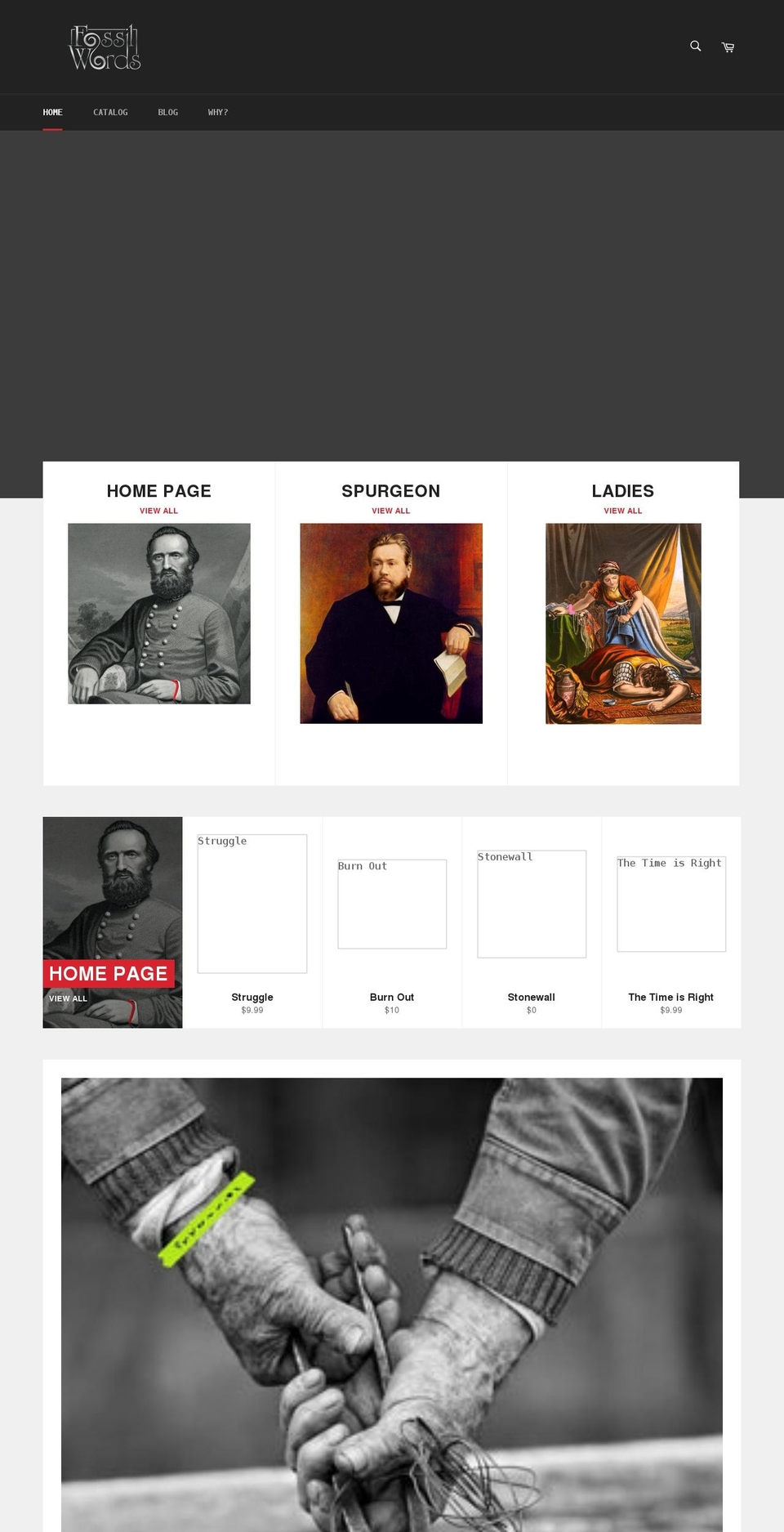 fossilwords.com shopify website screenshot