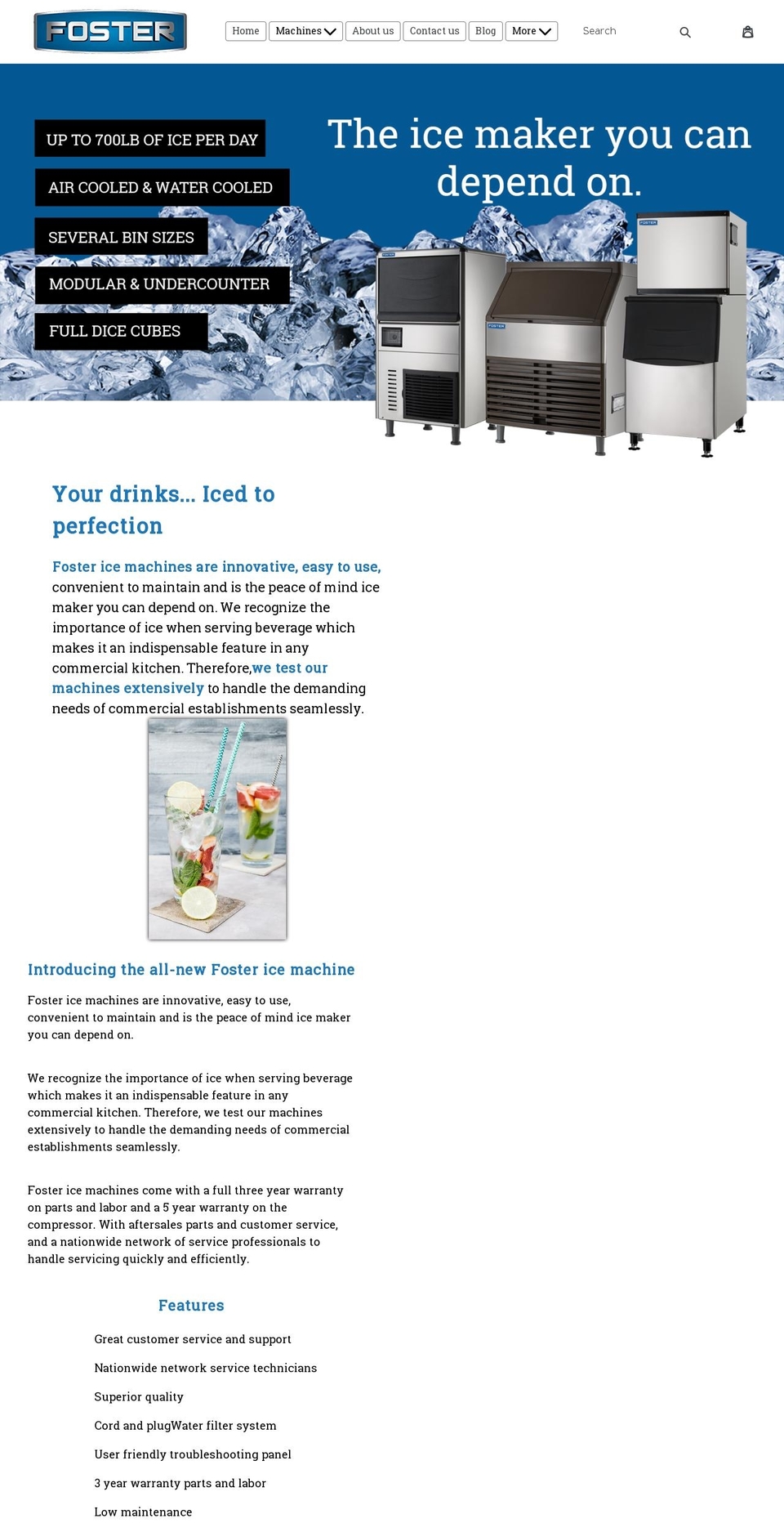 fosterice.com shopify website screenshot