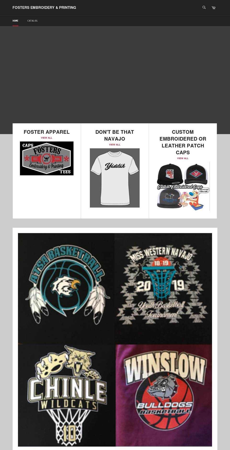 fostersembroideryprinting.com shopify website screenshot