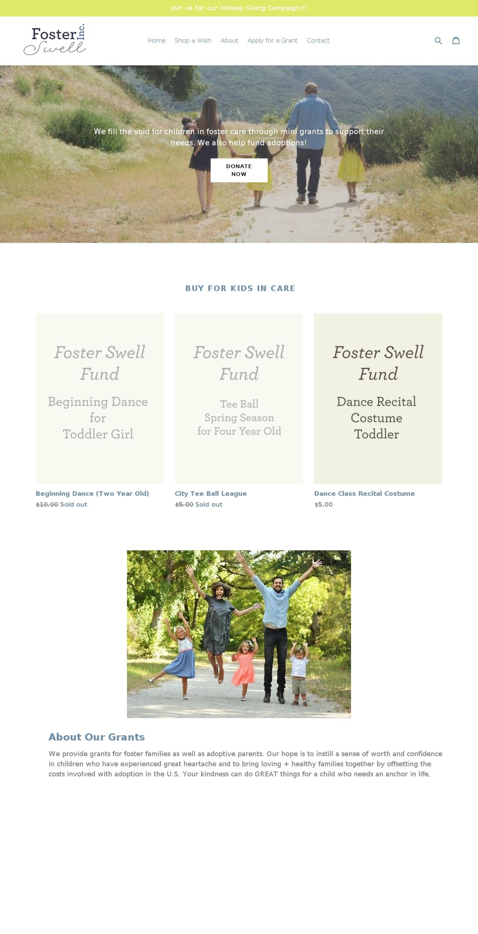 fosterswell.org shopify website screenshot