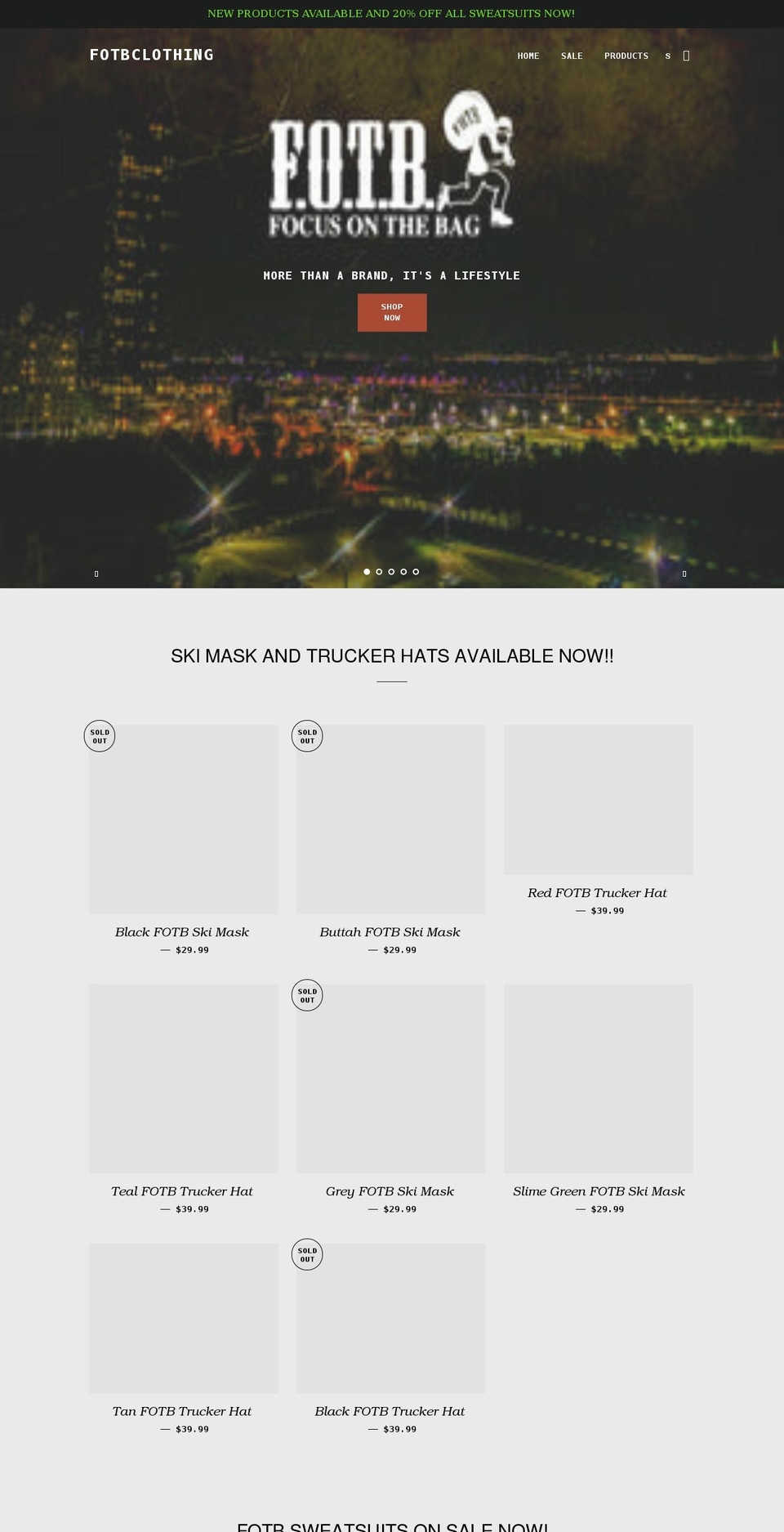 fotbclothing.com shopify website screenshot