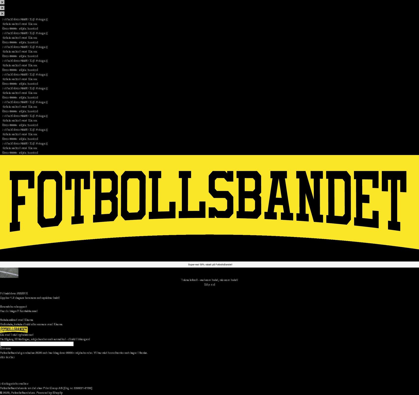 fotbollsbandet.se shopify website screenshot