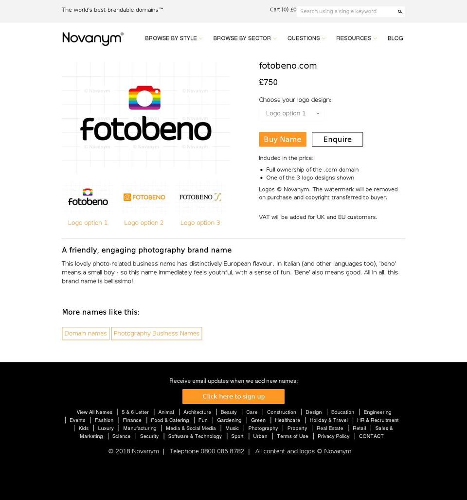 fotobeno.com — Shopify storefront screenshot