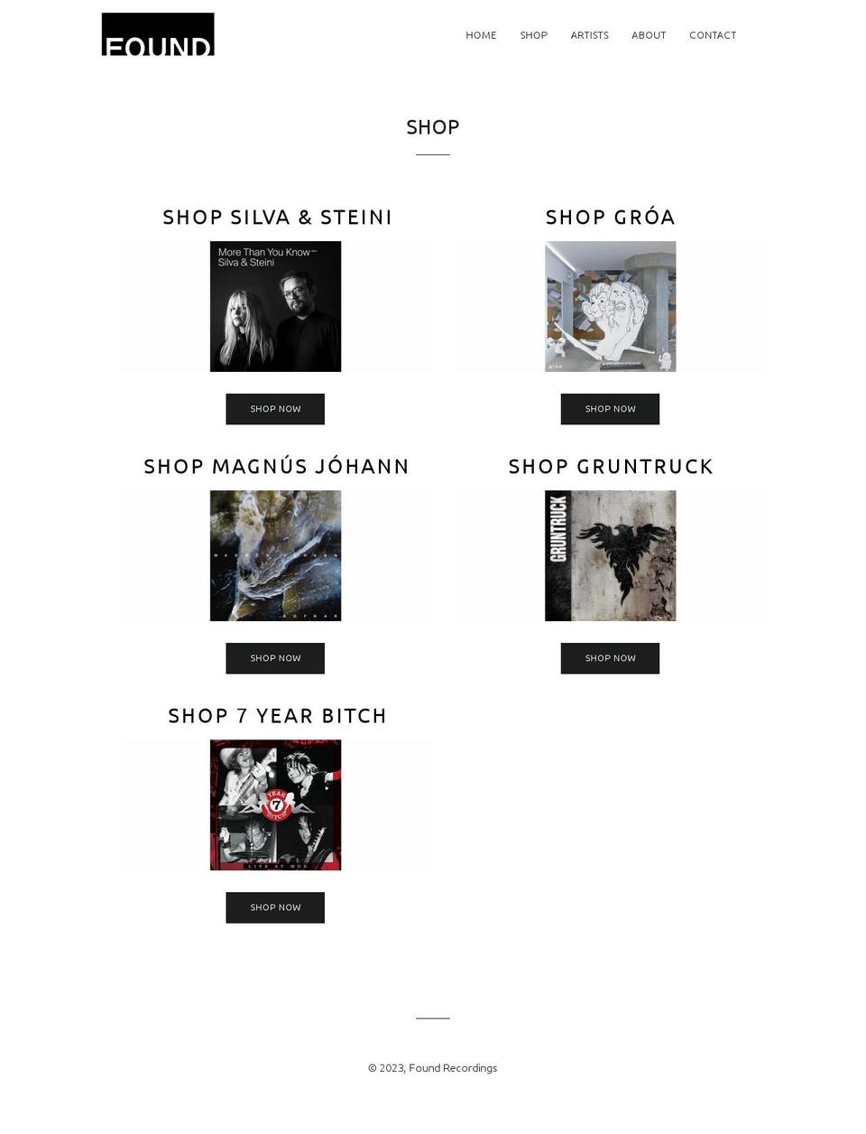 found-recordings.myshopify.com shopify website screenshot