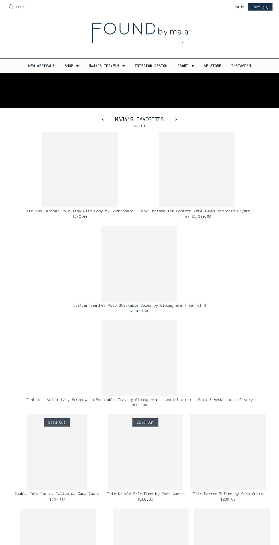 foundbymaja.com shopify website screenshot
