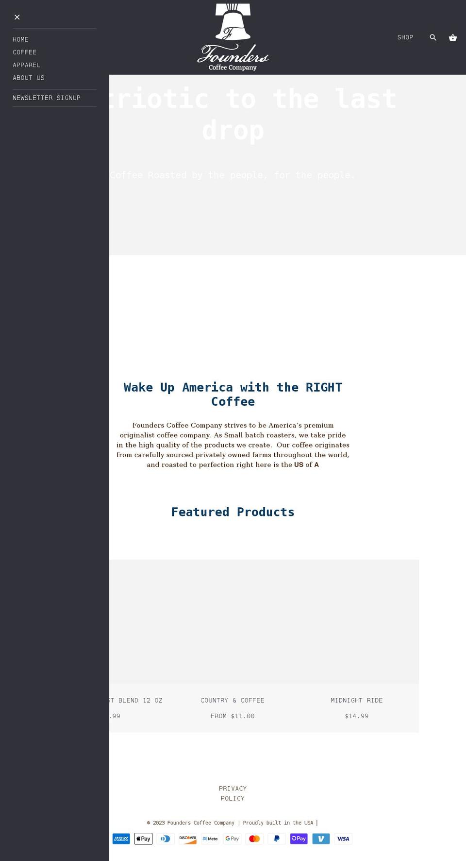 founderscoffee.us shopify website screenshot