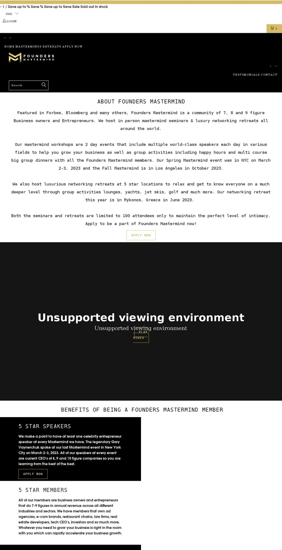 foundersmastermind.com shopify website screenshot