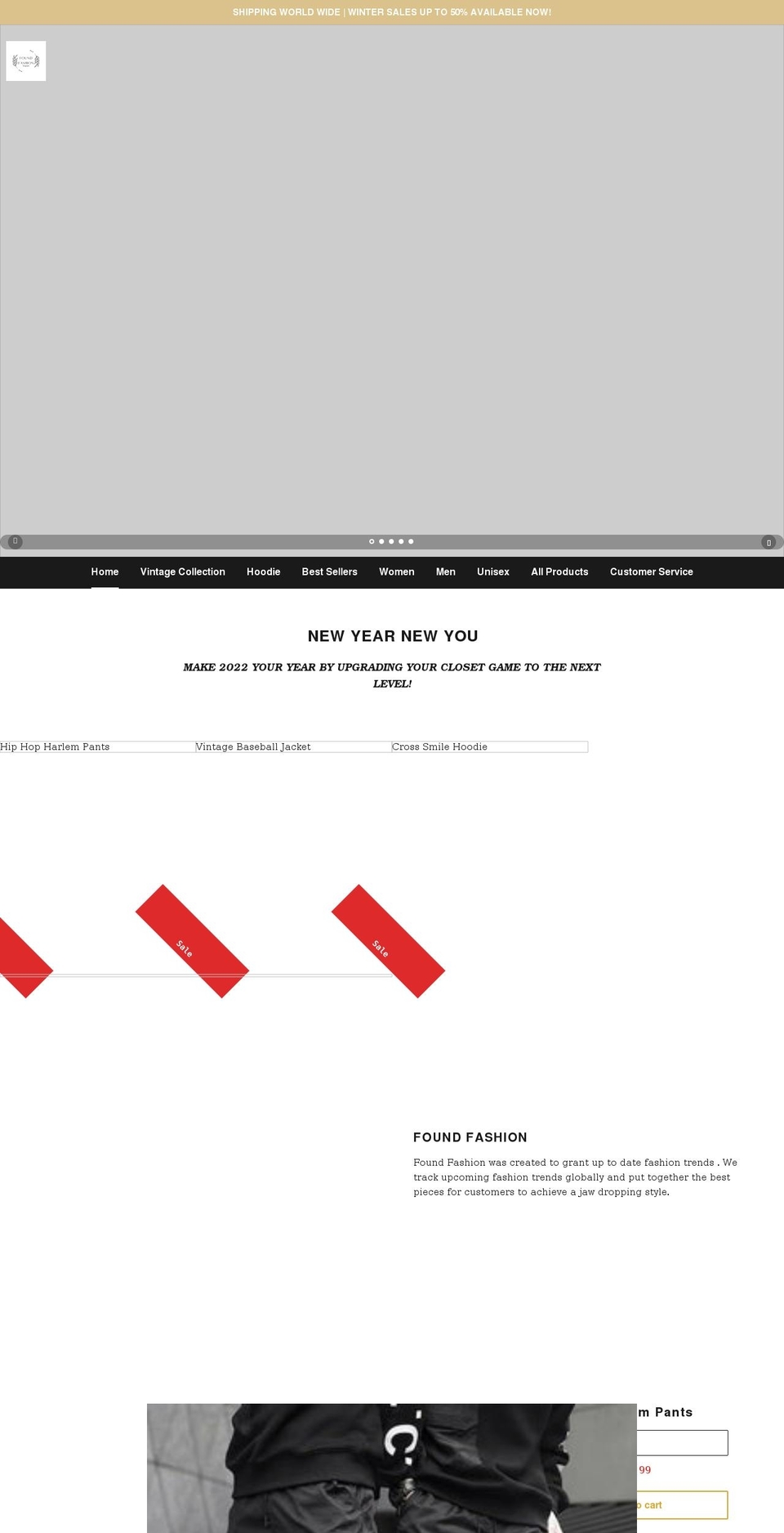 foundfashion.net shopify website screenshot