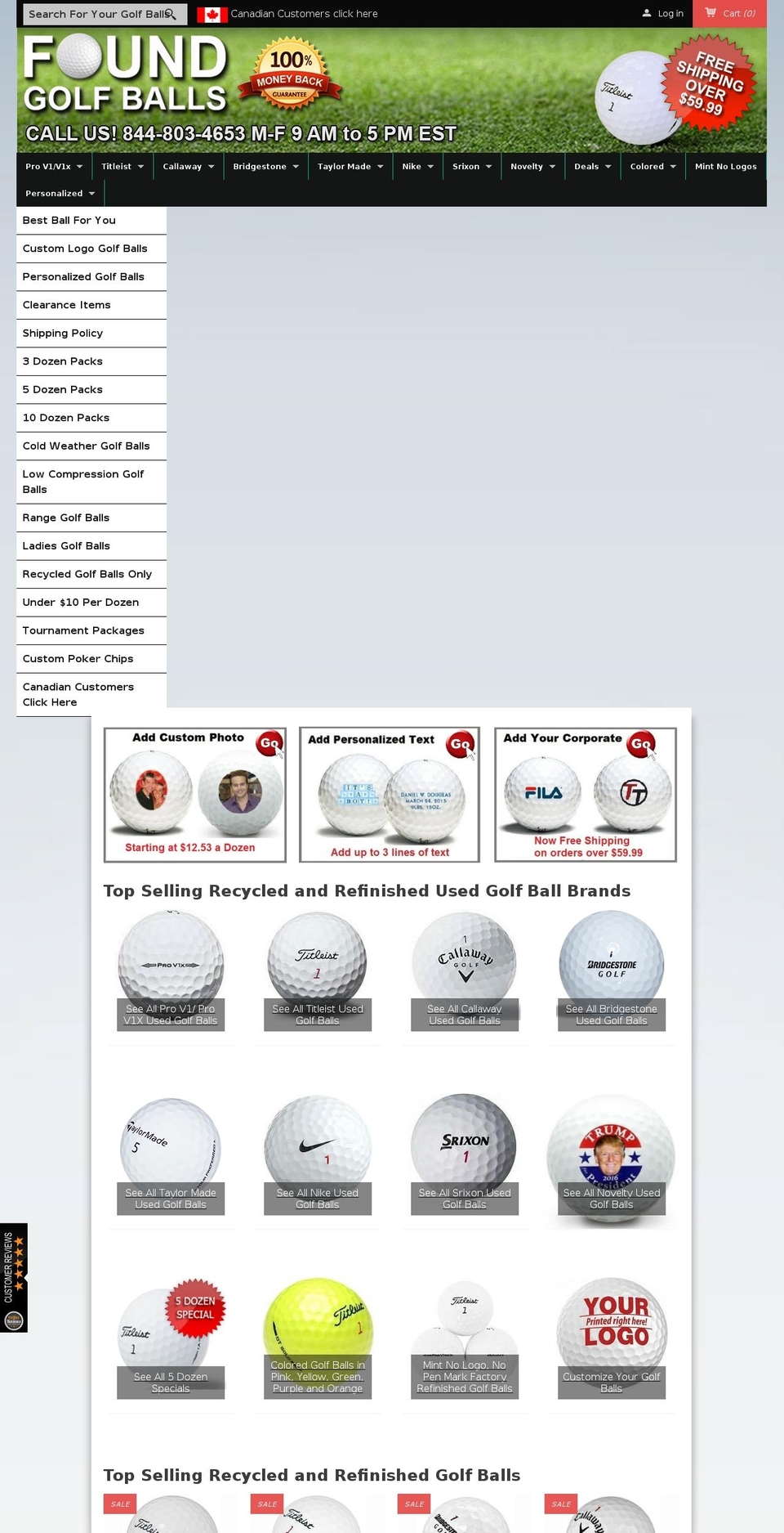 foundgolfballs.com shopify website screenshot