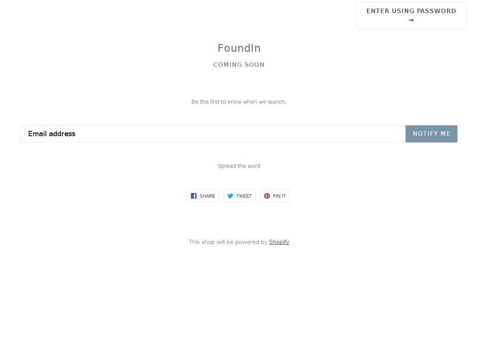 foundin.net shopify website screenshot