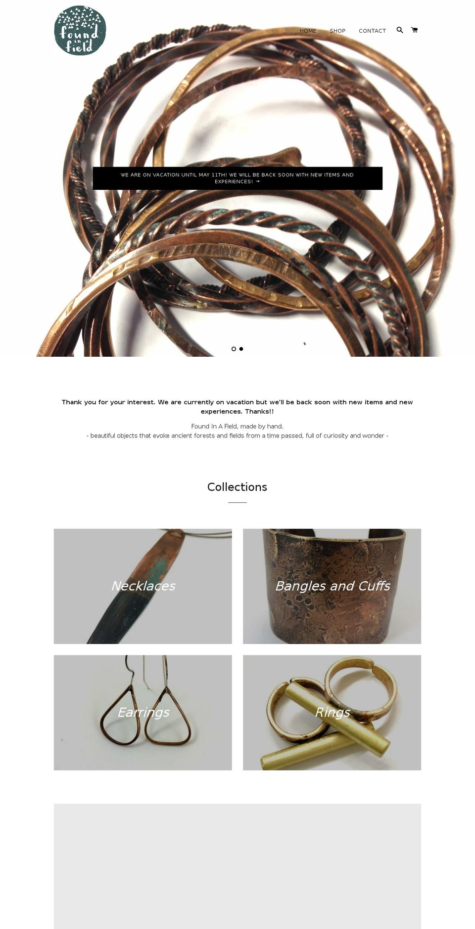 foundinafield.com — Shopify storefront screenshot