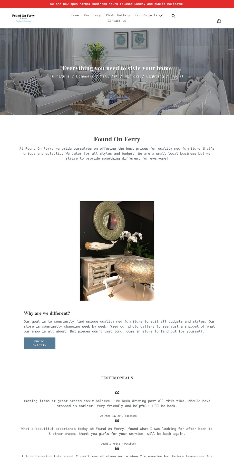 foundonferry.com.au shopify website screenshot