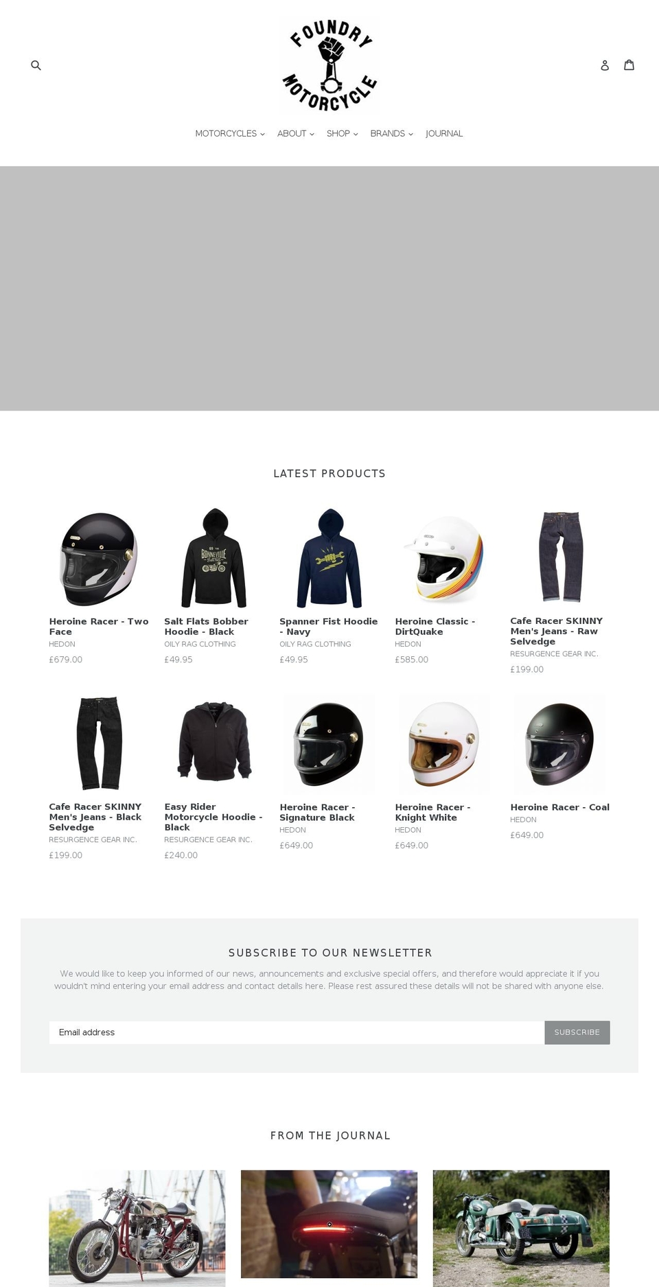 foundrymotorcycle.co.uk shopify website screenshot