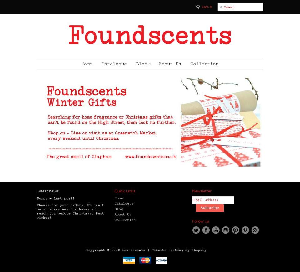 foundscents.com — Shopify storefront screenshot