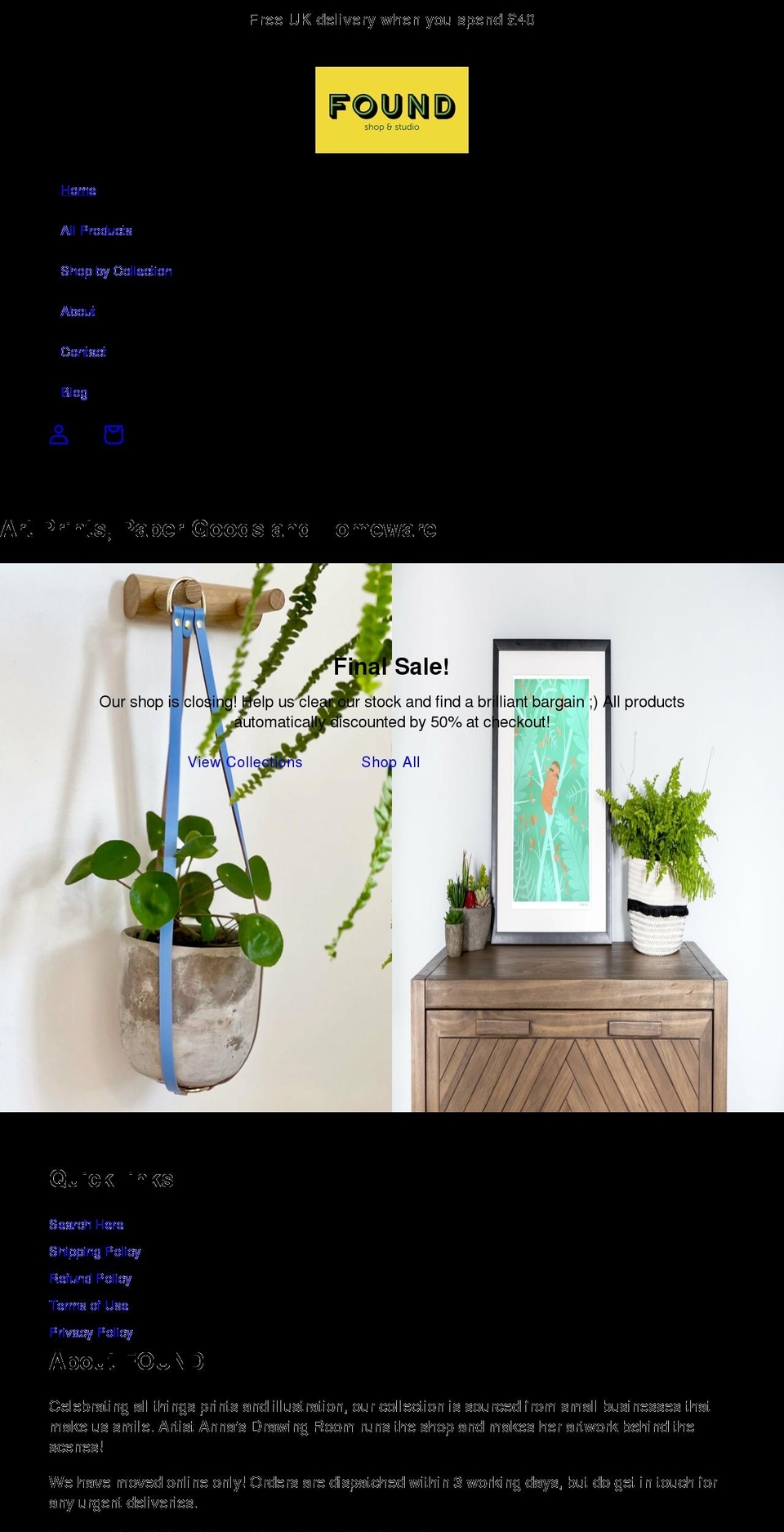 foundshopstudio.com shopify website screenshot