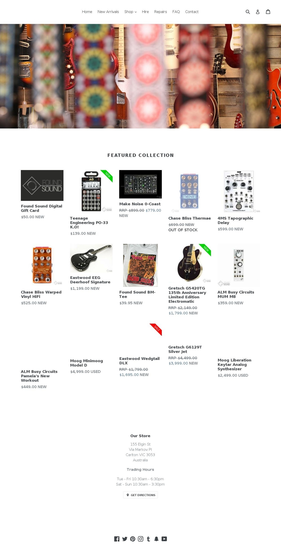 foundsound.com.au shopify website screenshot