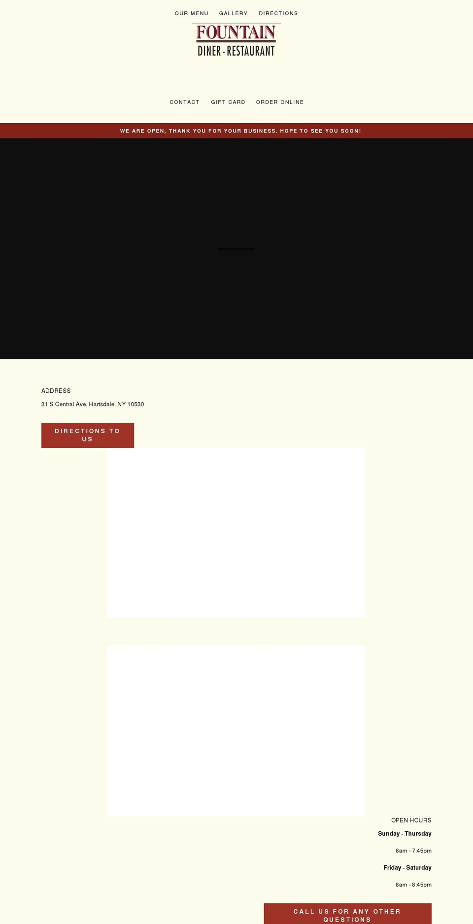 Fountain Shopify theme site example fountain-diner.com