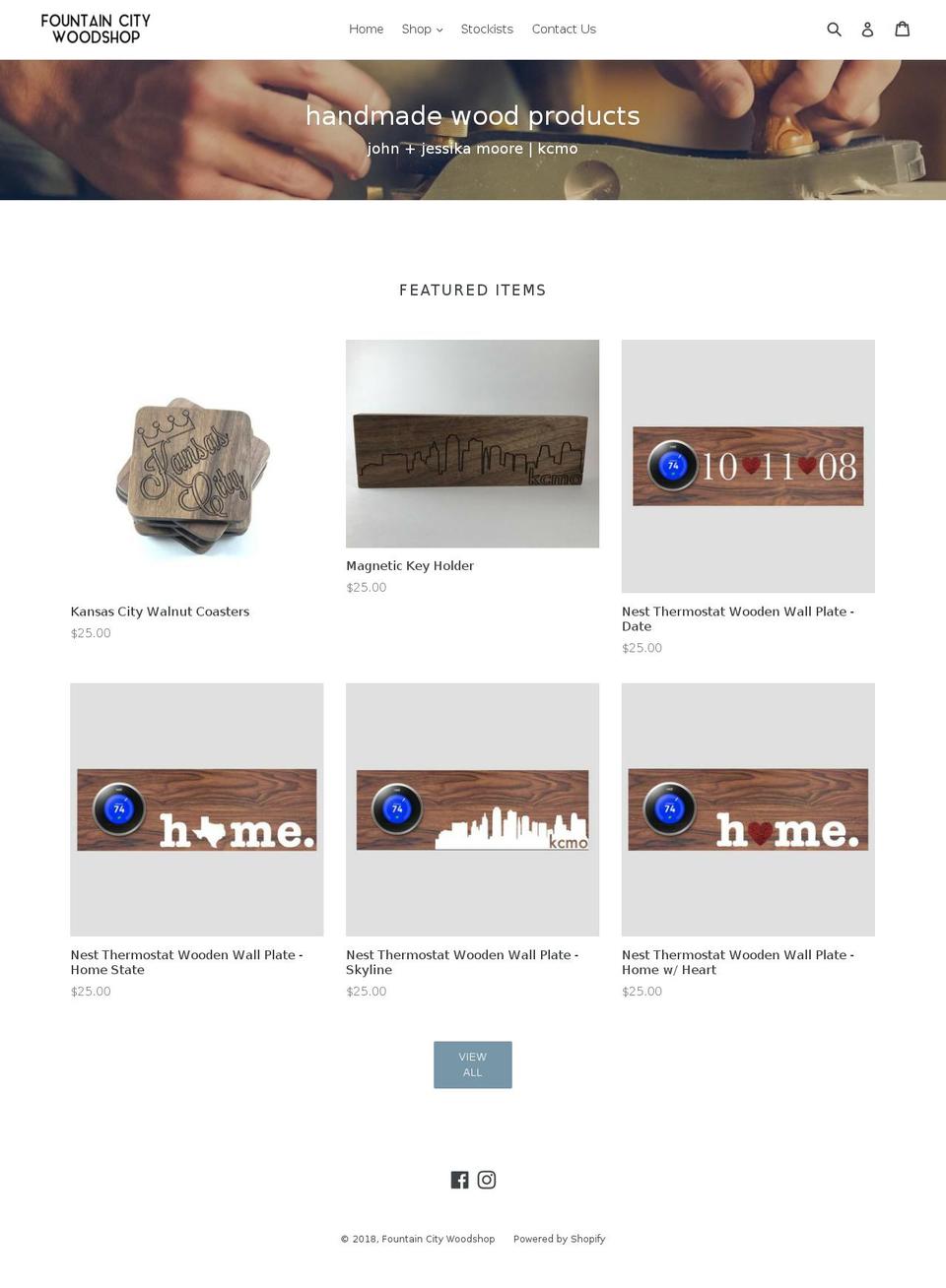 fountaincitywoodshop.com shopify website screenshot