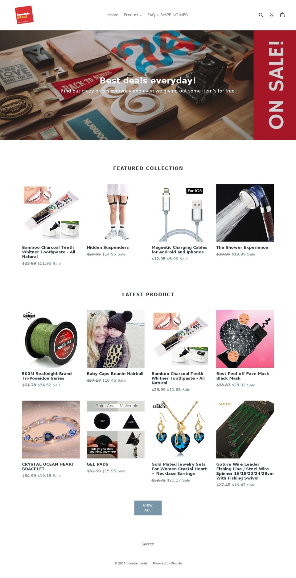 fountaindeals.com shopify website screenshot