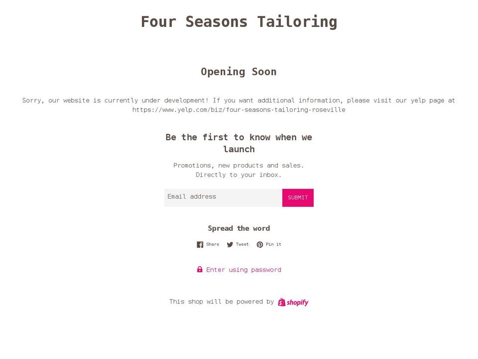 four-seasons-tailoring.myshopify.com shopify website screenshot