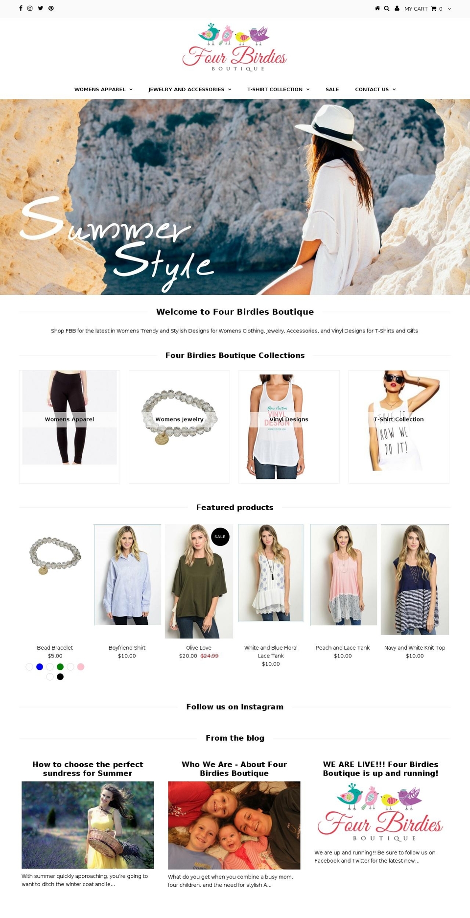 fourbirdiesboutique.com shopify website screenshot