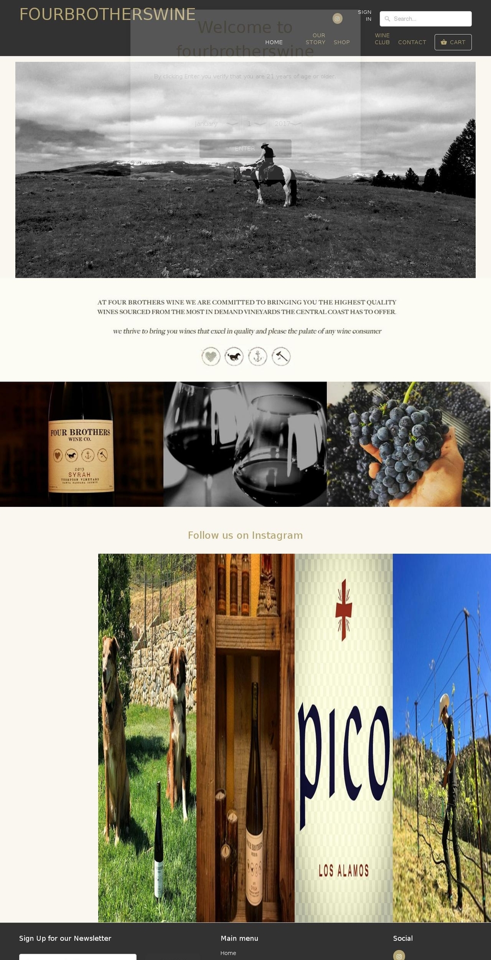 fourbrotherswine.com shopify website screenshot