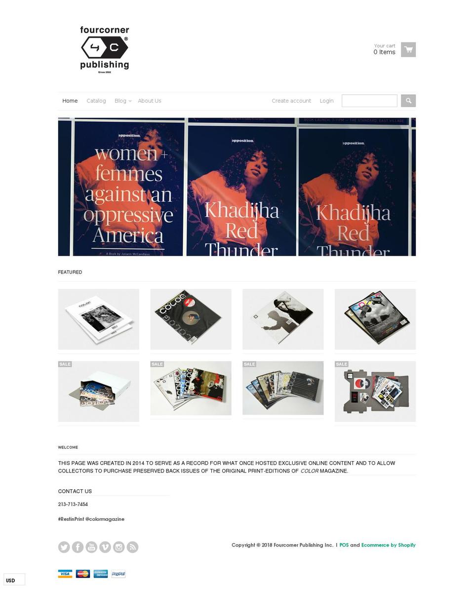 fourcornerpublishing.com — Shopify storefront screenshot