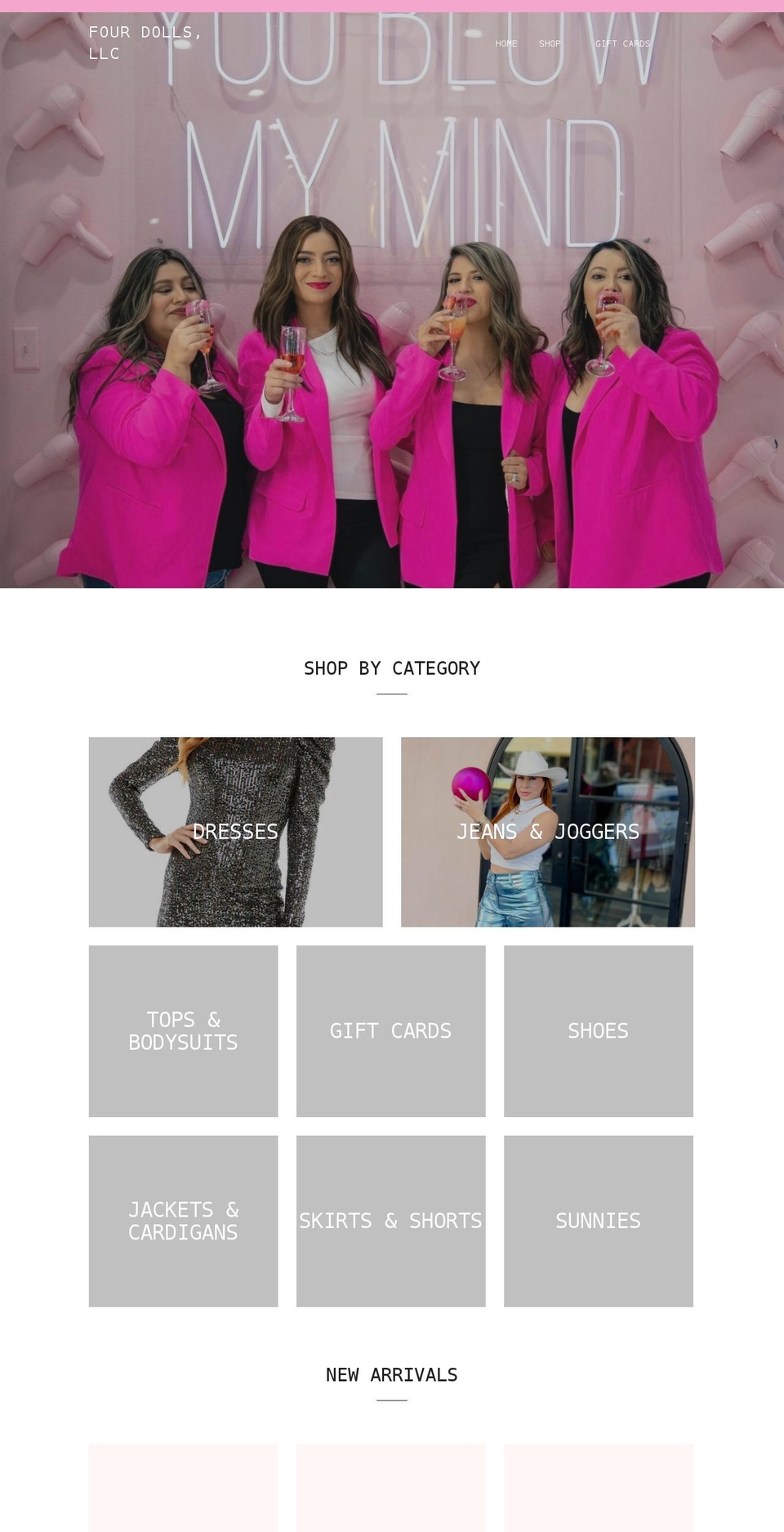 fourdollsonline.com — Shopify storefront screenshot