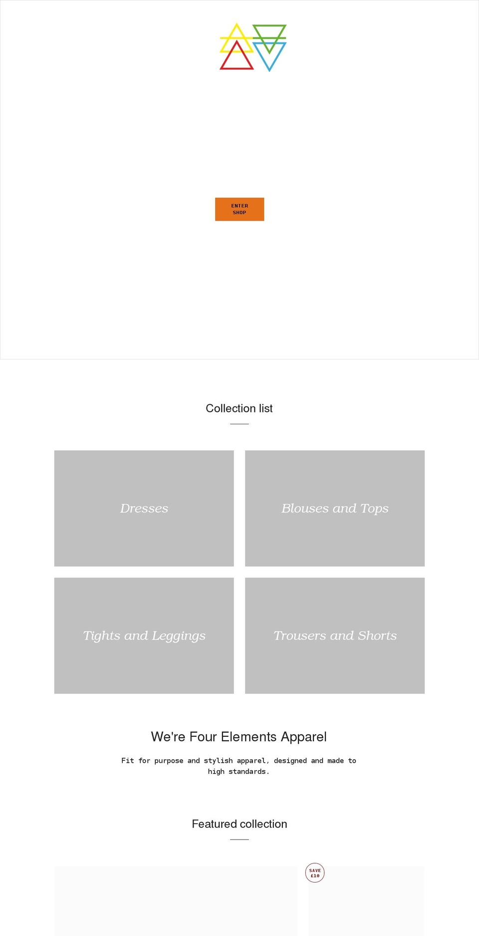 fourelementsapparel.com shopify website screenshot