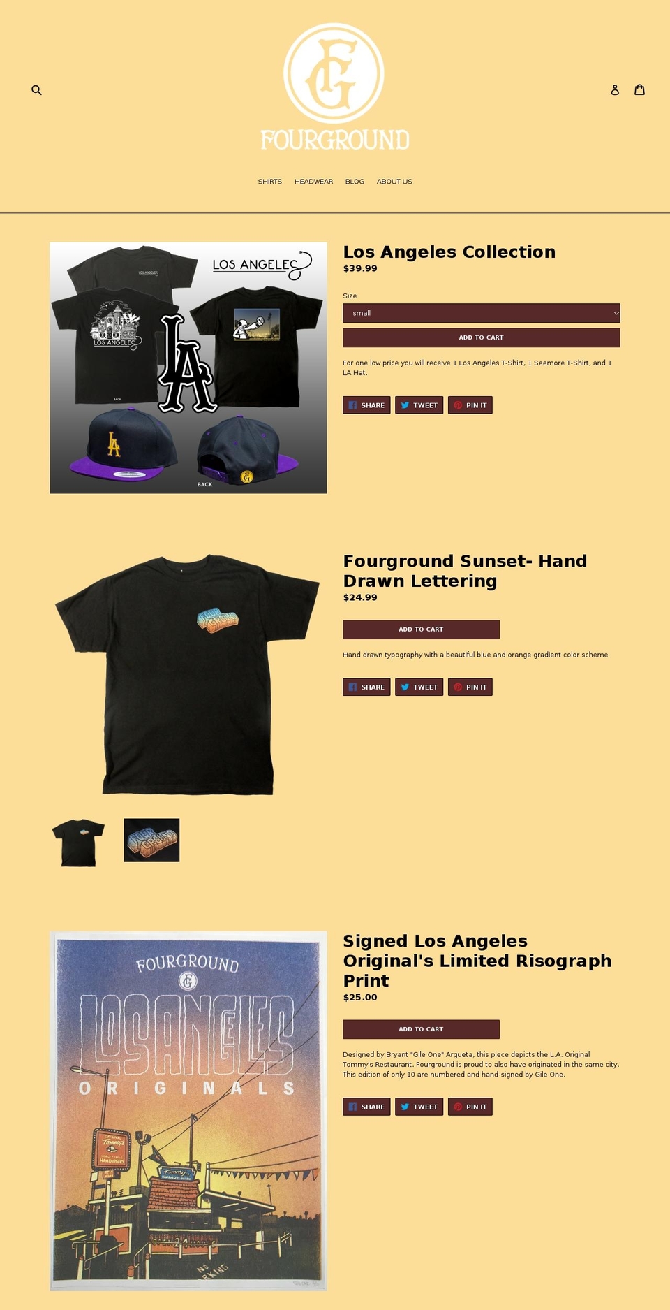 fourgroundco.com — Shopify storefront screenshot
